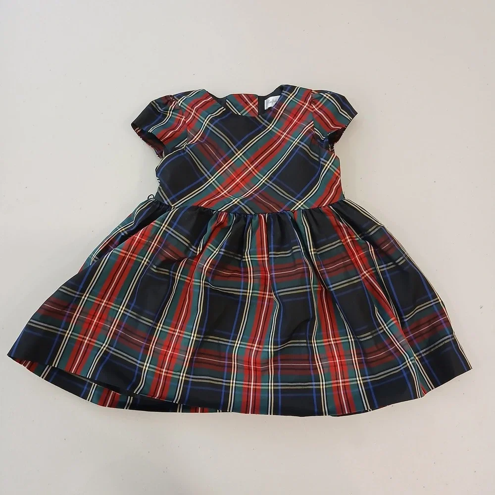 Ralph Lauren Dress Baby 6M Navy Red Plaid Tartan Fit Flare Holiday Preppy